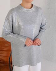 gümüş varaklı triko kazak