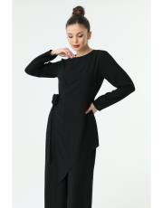 siyah yandan bağlamalı tulum