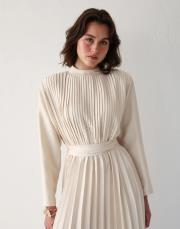 krem piliseli saten elbise 4