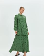 yeşil puantiyeli etekli takım