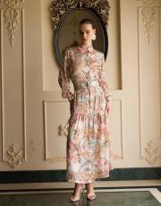 ekru kemerli modello elbise