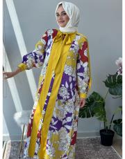 pembe çiçek desenli elbise 2