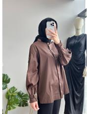 kahve kol aksesuarlı gömlek 2