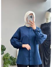 lacivert kol aksesuarlı gömlek