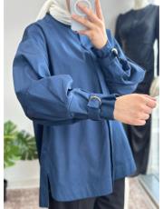 lacivert kol aksesuarlı gömlek 2