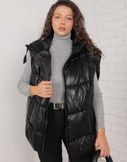 siyah deri şişme yelek