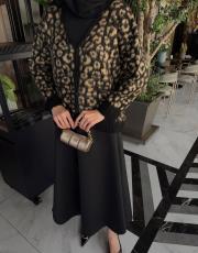 bej leopar triko hırka 2