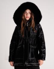 siyah kürklü şişme mont 2