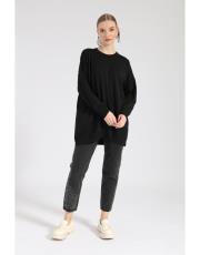 siyah merserize ince kazak