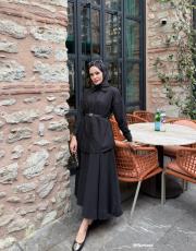 siyah poplin etekli takım