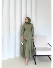 haki poplin etekli takım 2