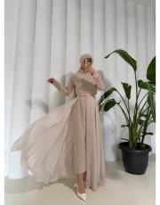 bej şifon detaylı tulum 3