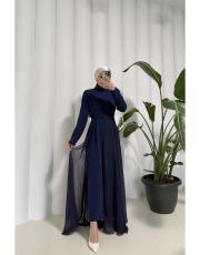 lacivert şifon detaylı tulum