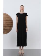 siyah kolu büzgülü uzun içlik