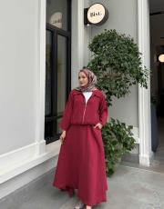 bordo modal etekli takım