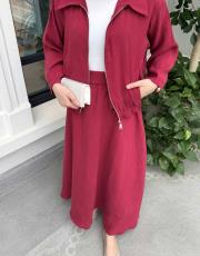 bordo modal etekli takım 2