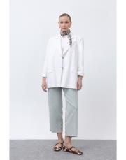 ekru keten blazer ceket