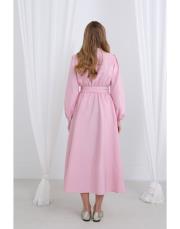 pembe beli kemerli elbise 3