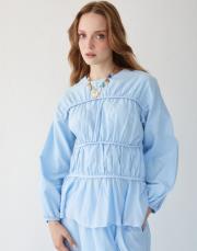 mavi pamuk vual etekli takım