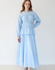 mavi pamuk vual etekli takım 2