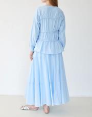 mavi pamuk vual etekli takım 4