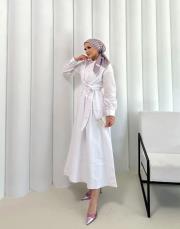 beyaz bağlamalı poplin elbise 2