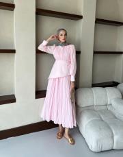 pembe vual kuşaklı elbise