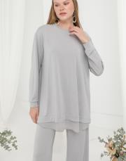 gri şifon detaylı oysho takım 2