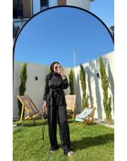 siyah saten crash takım