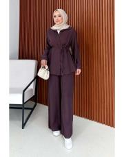 bordo modal gömlekli takım