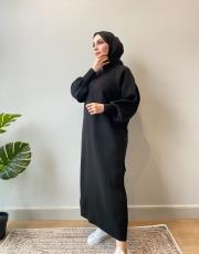 siyah balon kol elbise