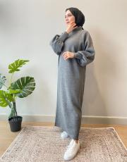 antrasit balon kol elbise