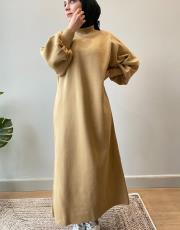 camel balon kol elbise