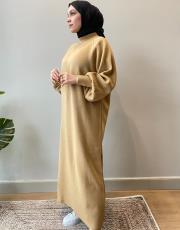 camel balon kol elbise 2