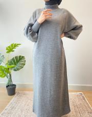 gri balon kol elbise 2