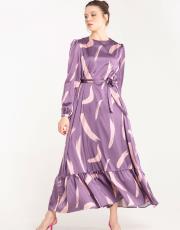mor fırça desen saten elbise 2